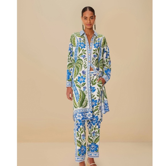 FARM Rio Off-White Tropicance Lenzing Ecovero Euroflax Chemise Top Size XS NWT - Picture 11 of 15